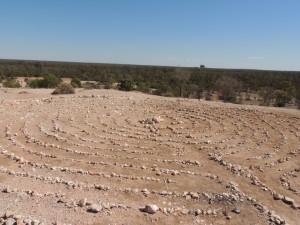 Rock maze at the site of the earliest opal diggings - a bit fragile, but the climate doesn' class=